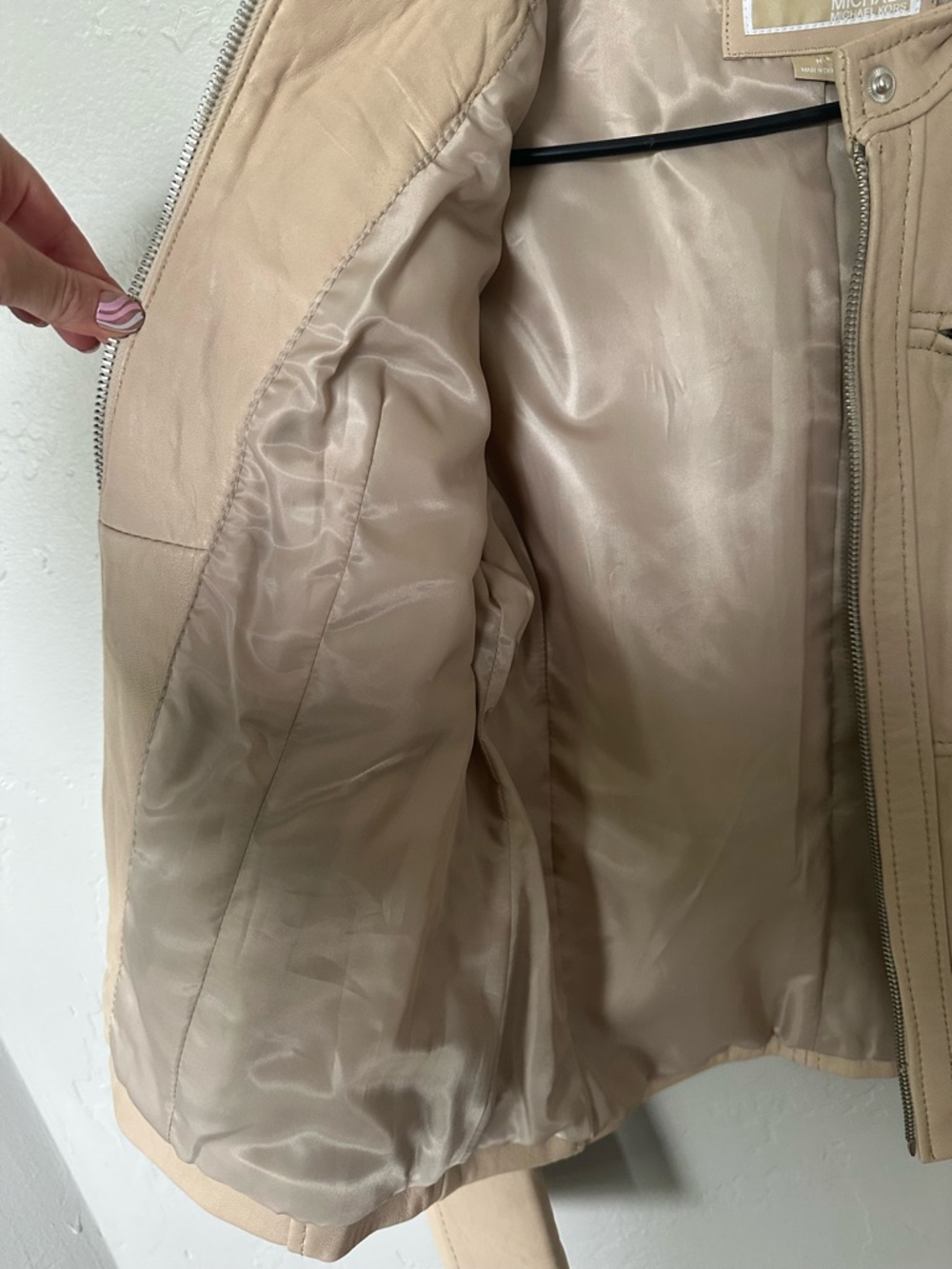 Michael Kors Leather Moto Zip Pocket Jacket - Picture 6 of 7